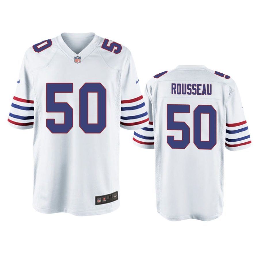 gregory rousseau bills white alternate game jersey