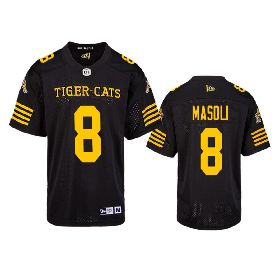 hamilton tiger cats jeremiah masoli black replica home jersey