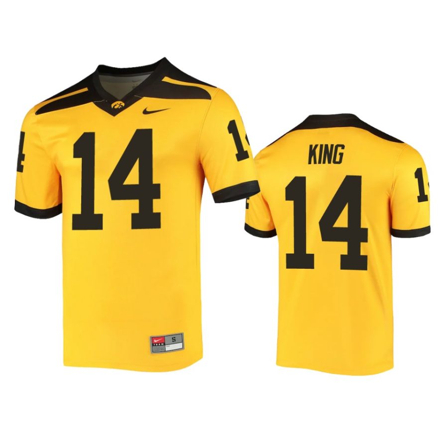 iowa hawkeyes desmond king gold alternate jersey