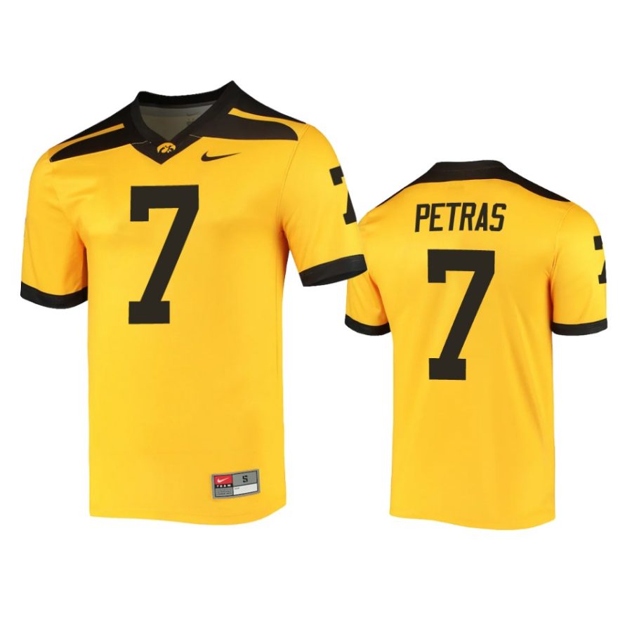 iowa hawkeyes spencer petras gold alternate jersey