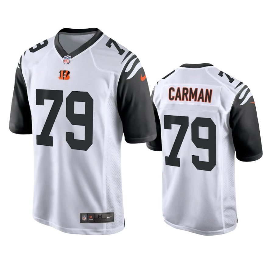 jackson carman bengals white alternate game jersey