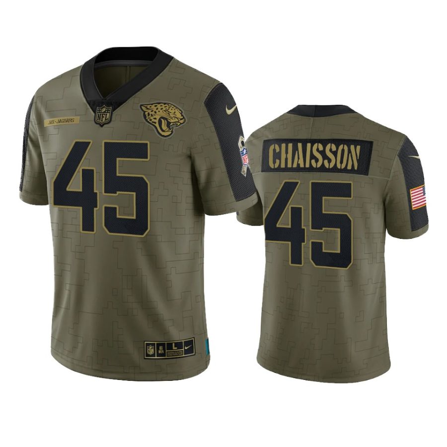 jaguars klavon chaisson olive limited 2021 salute to service jersey