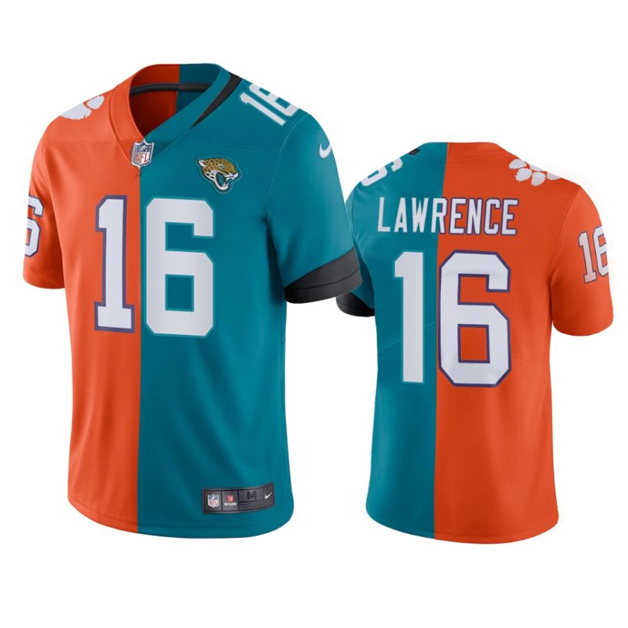 jaguars trevor lawrence teal orange 2021 nfl draft split jersey