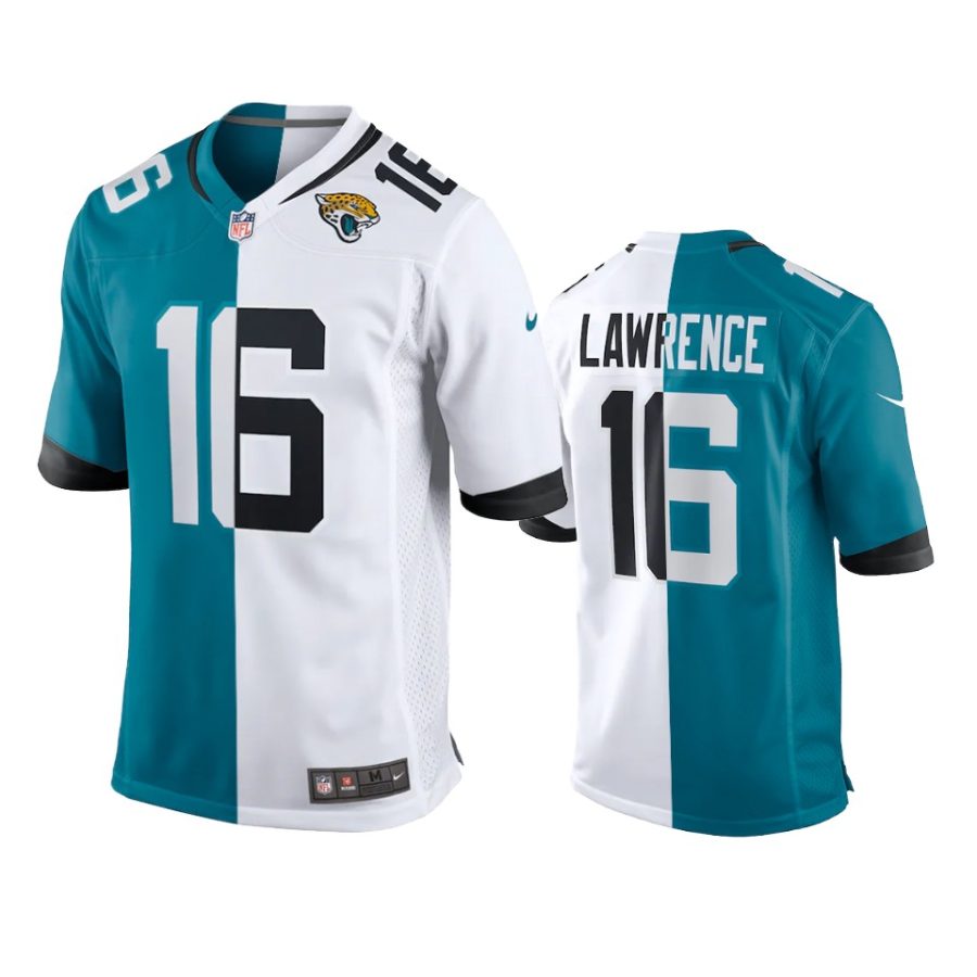 jaguars trevor lawrence teal white 2021 nfl draft split jersey