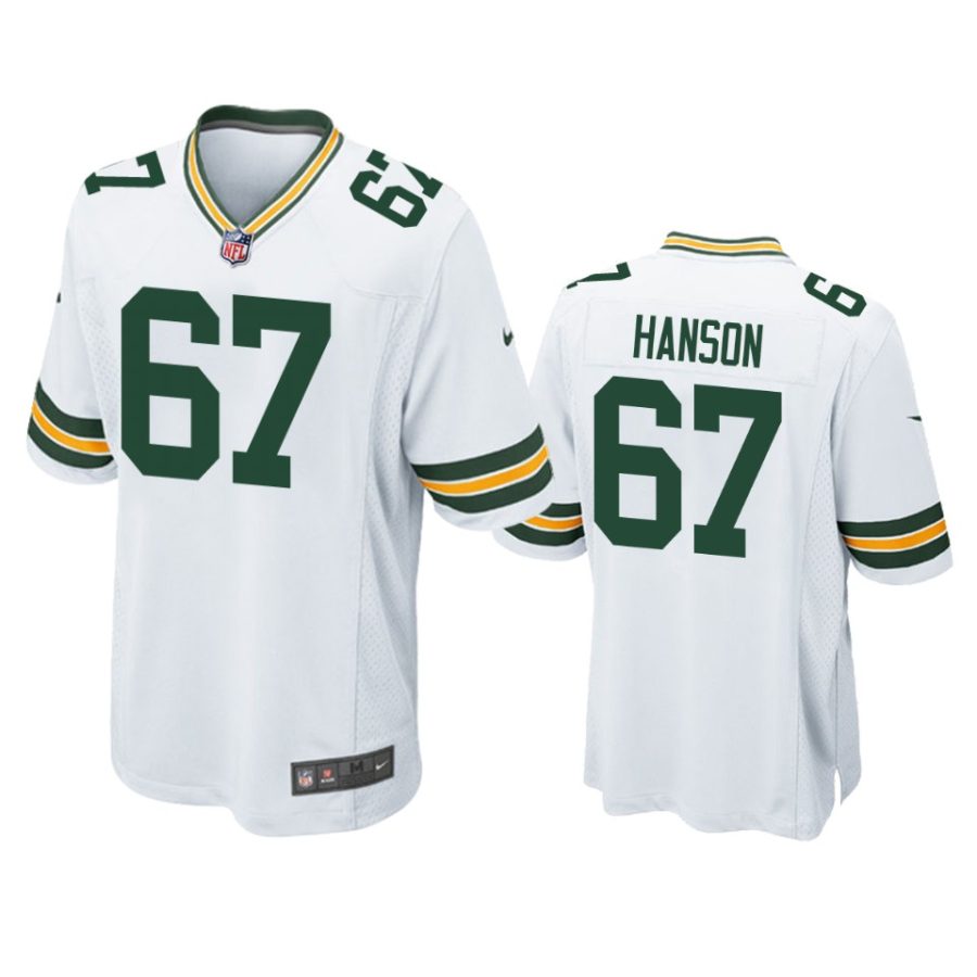 jake hanson packers white game jersey