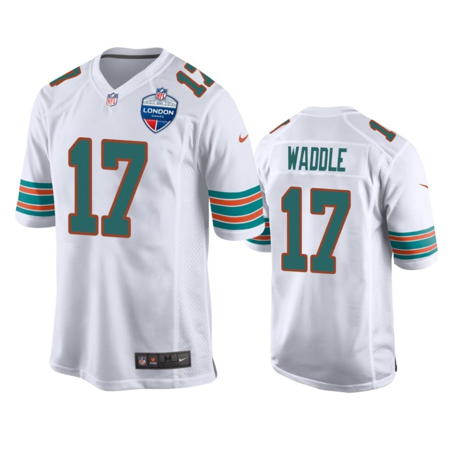 jaylen waddle dolphins white 2021 nfl london game game jersey