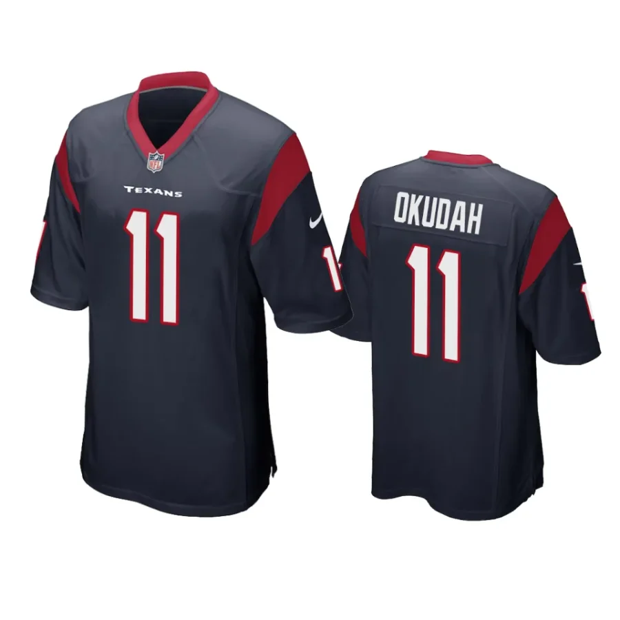 jeff okudah texans navy game jersey