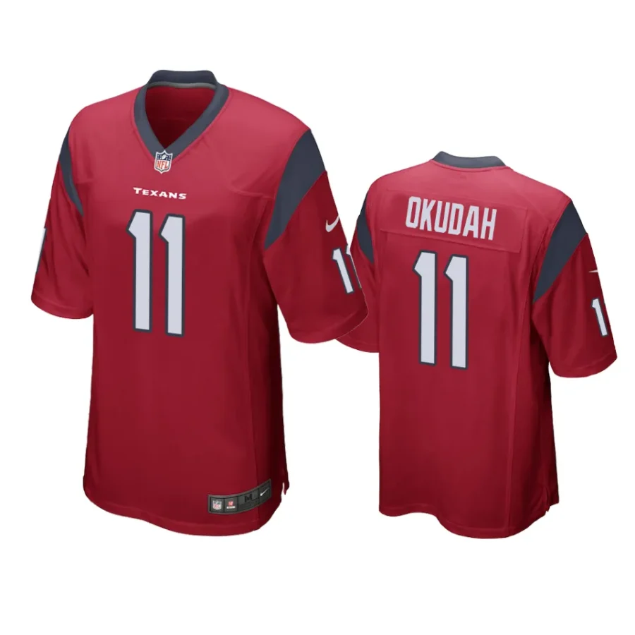 jeff okudah texans red game jersey