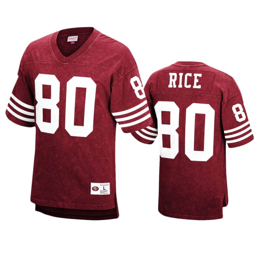 jerry rice 49ers red acid wash jersey