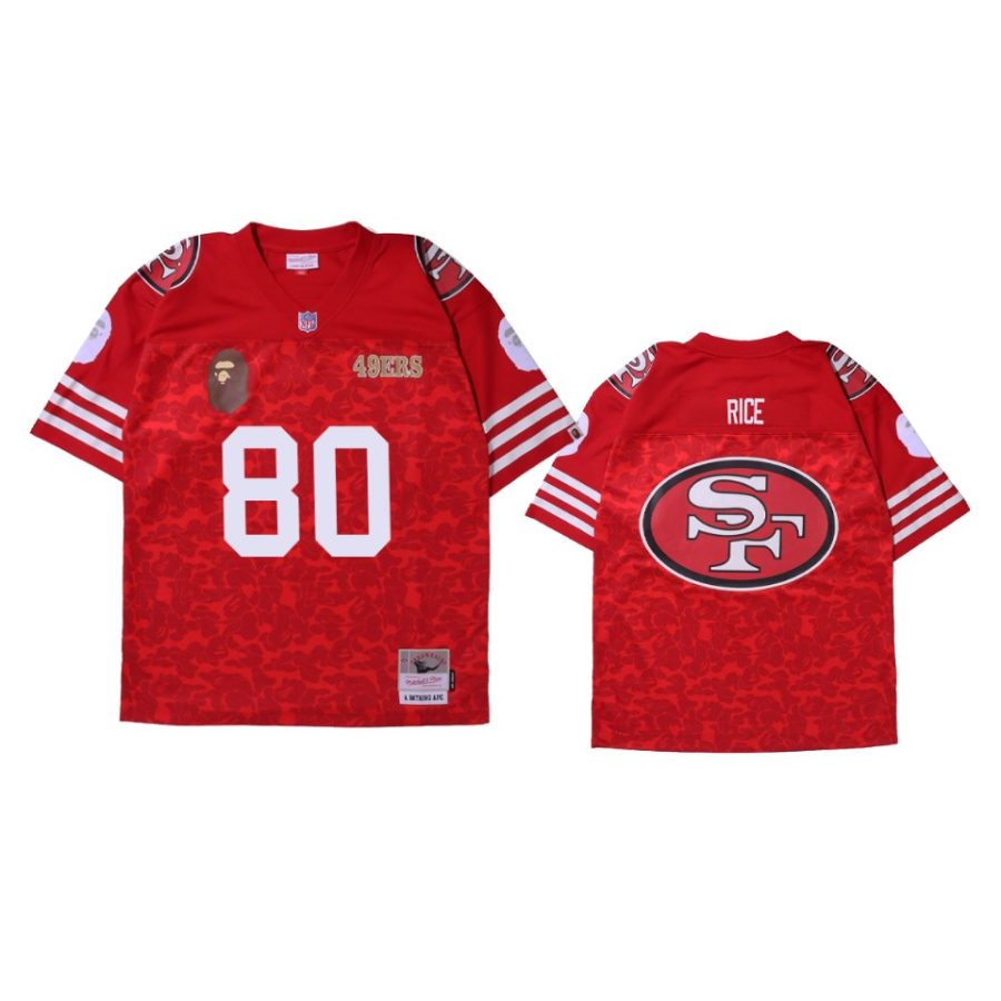 jerry rice 49ers red bape x nfl legacy jersey