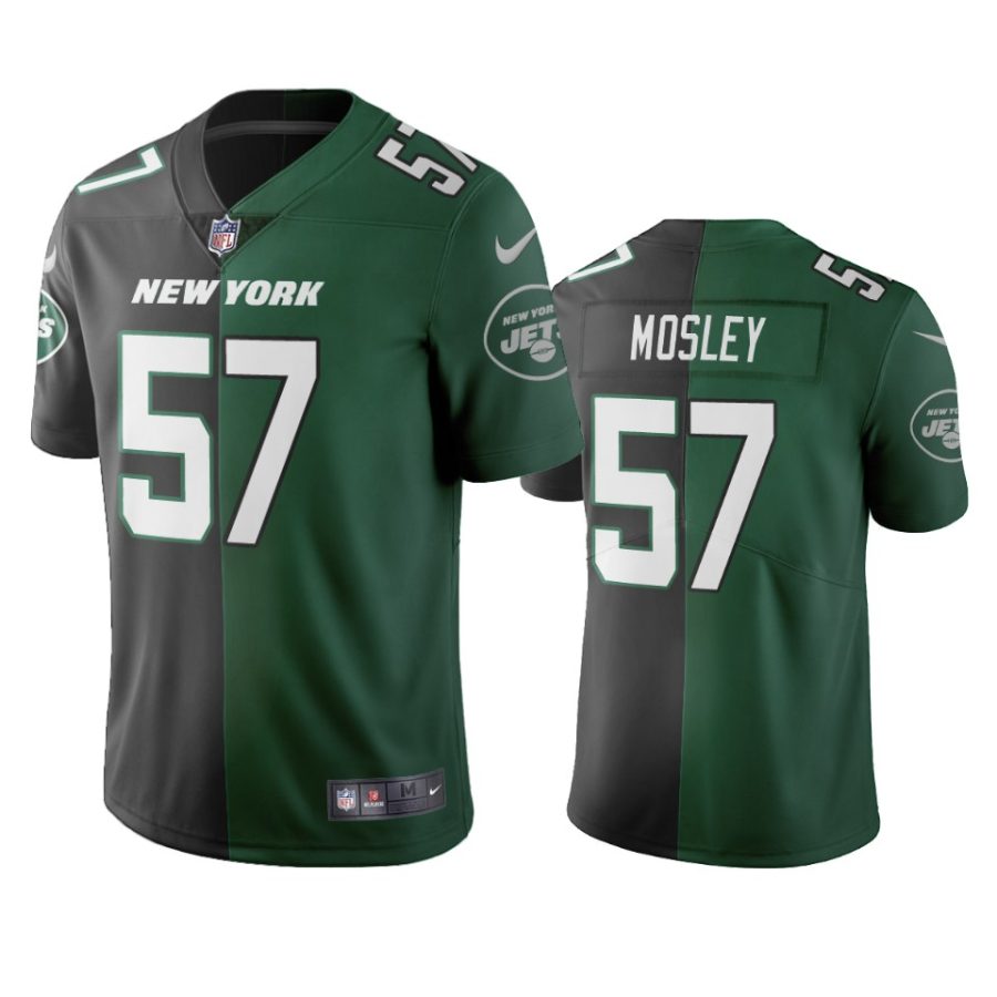 jets c.j. mosley black green vapor limited two tone jersey