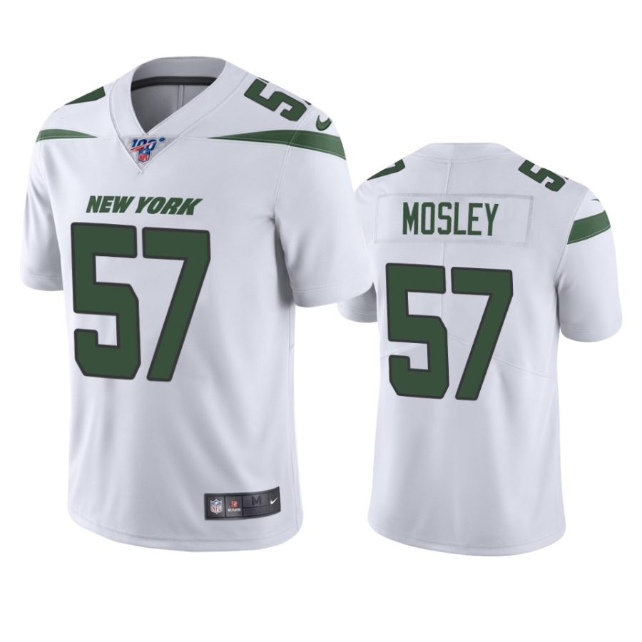 jets c.j. mosley white limited 100th season jersey