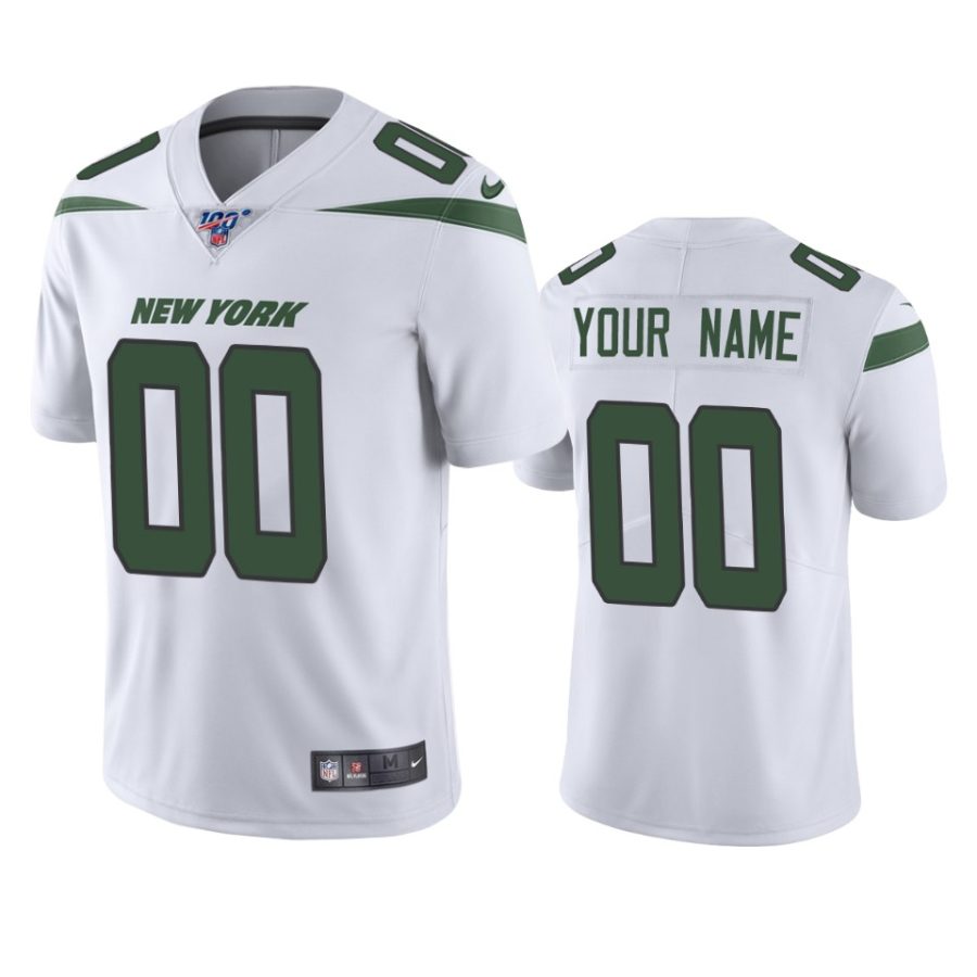 jets custom white limited 100th season jersey