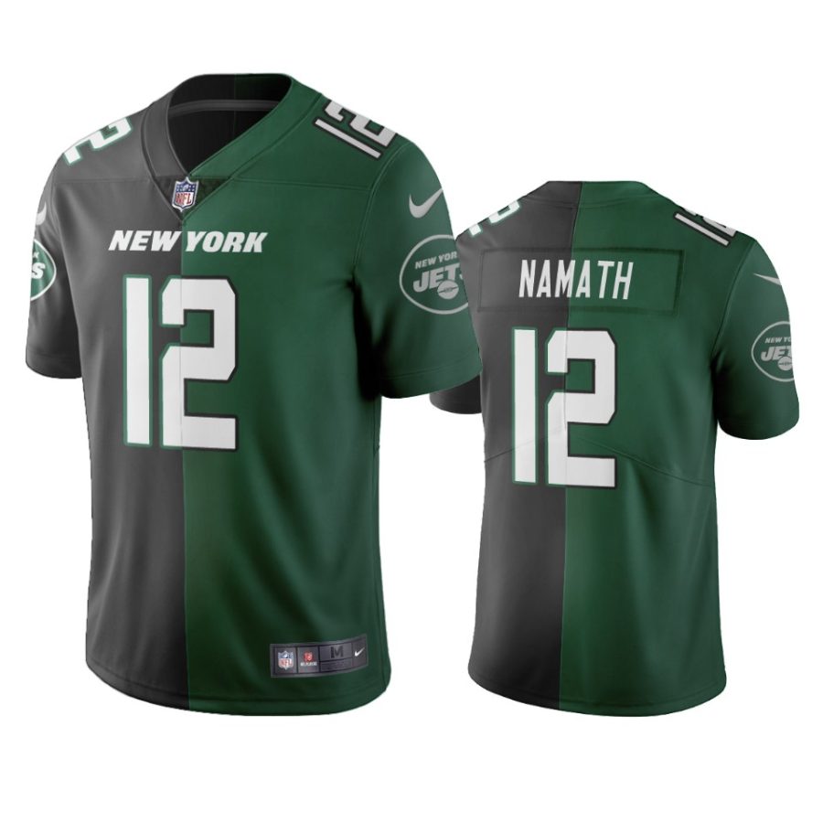 jets joe namath black green vapor limited two tone jersey