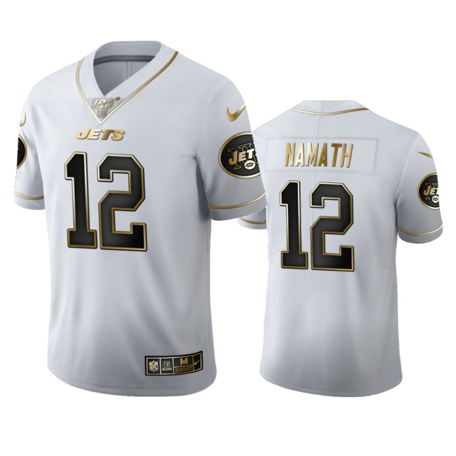 jets joe namath white golden edition 100th season jersey