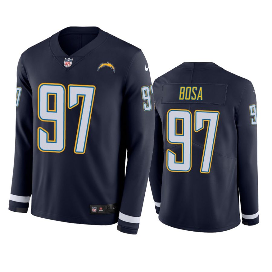 joey bosa chargers navy therma long sleeve jersey