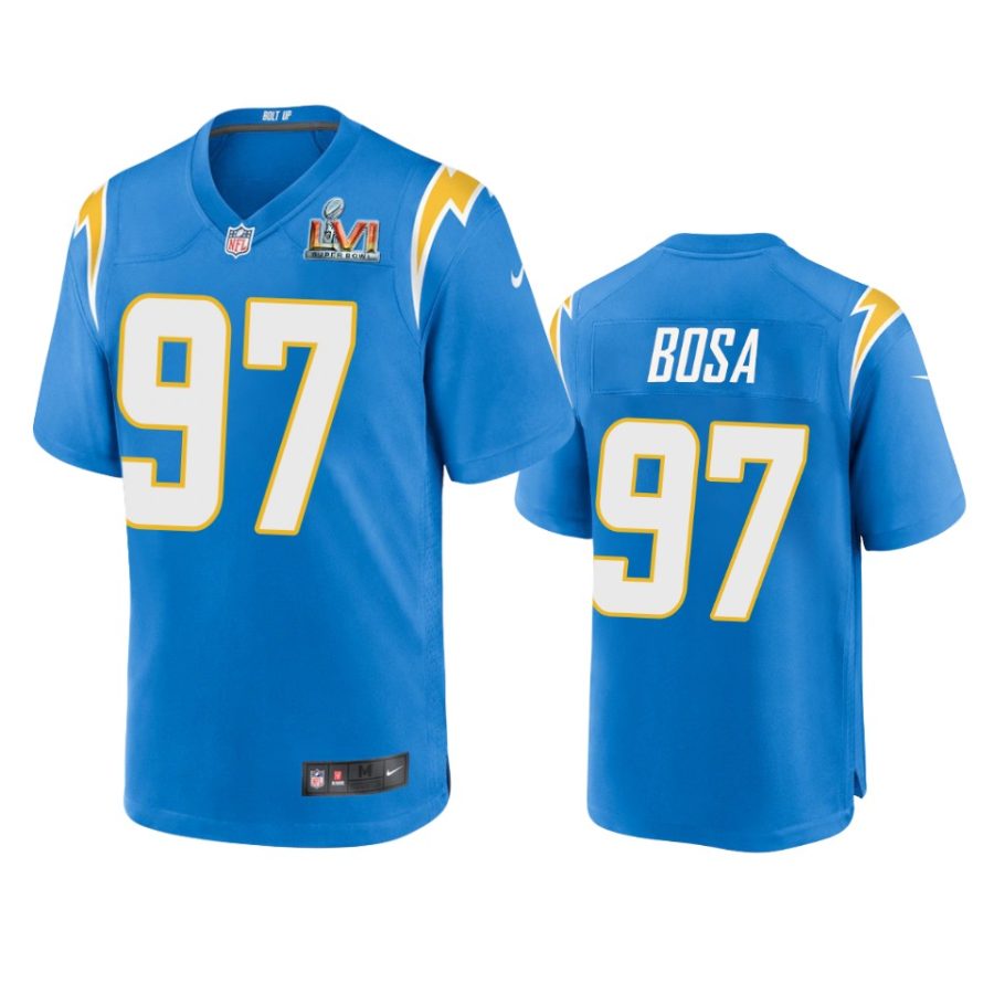 joey bosa chargers powder blue super bowl lvi patch game jersey