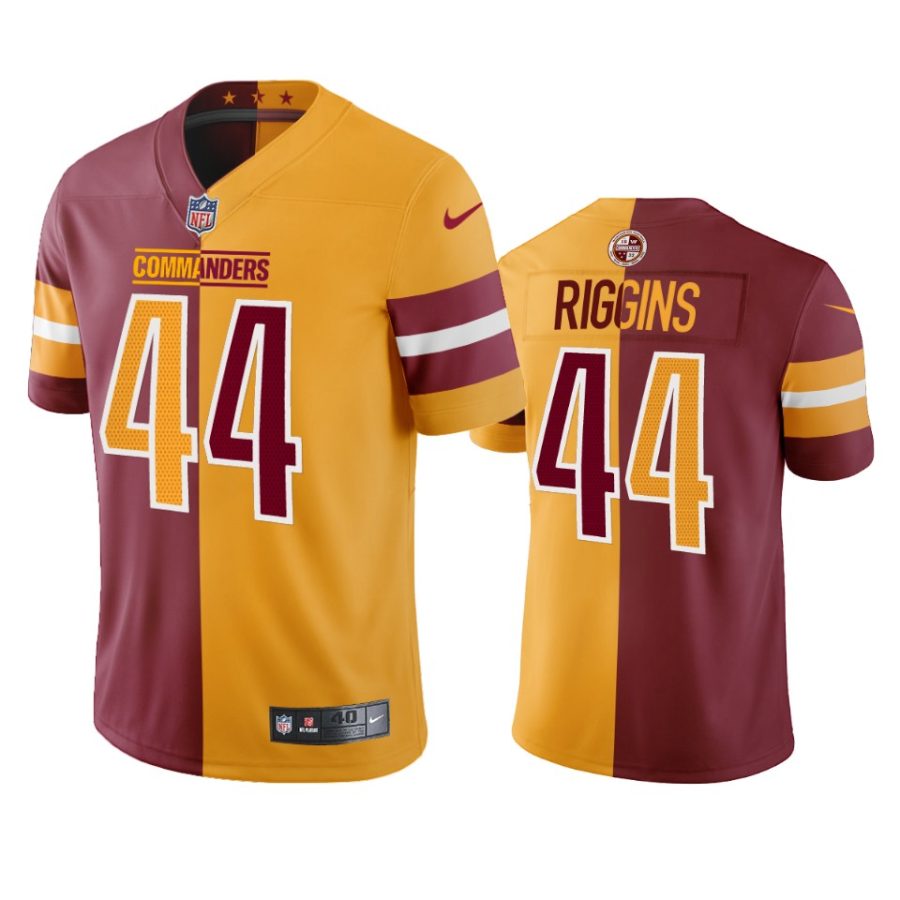 john riggins commanders burgundy gold split jersey