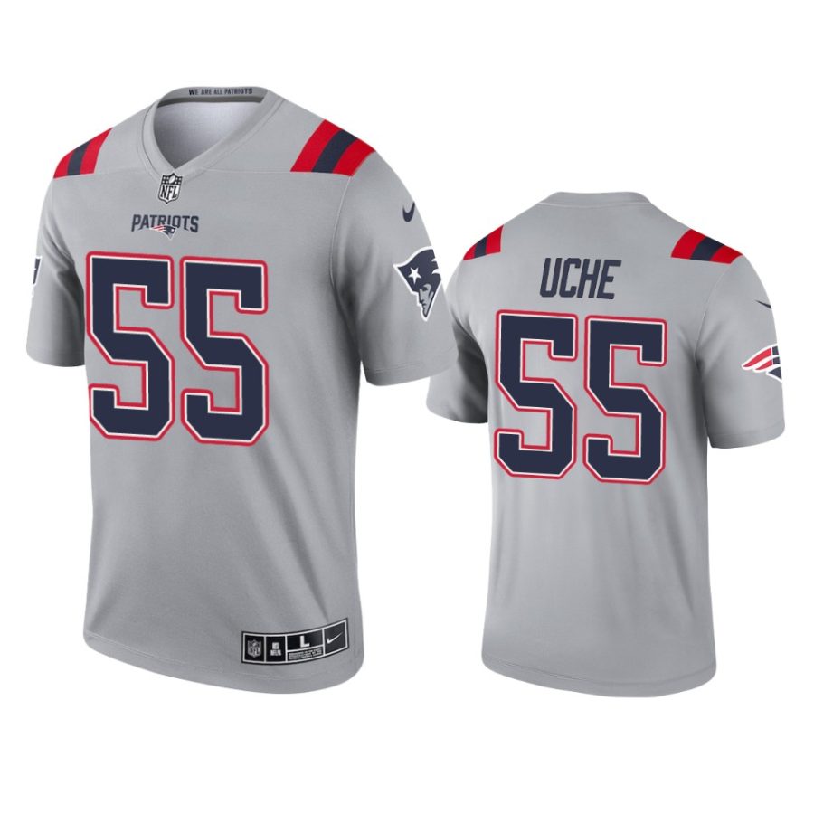 josh uche patriots inverted legend gray jersey