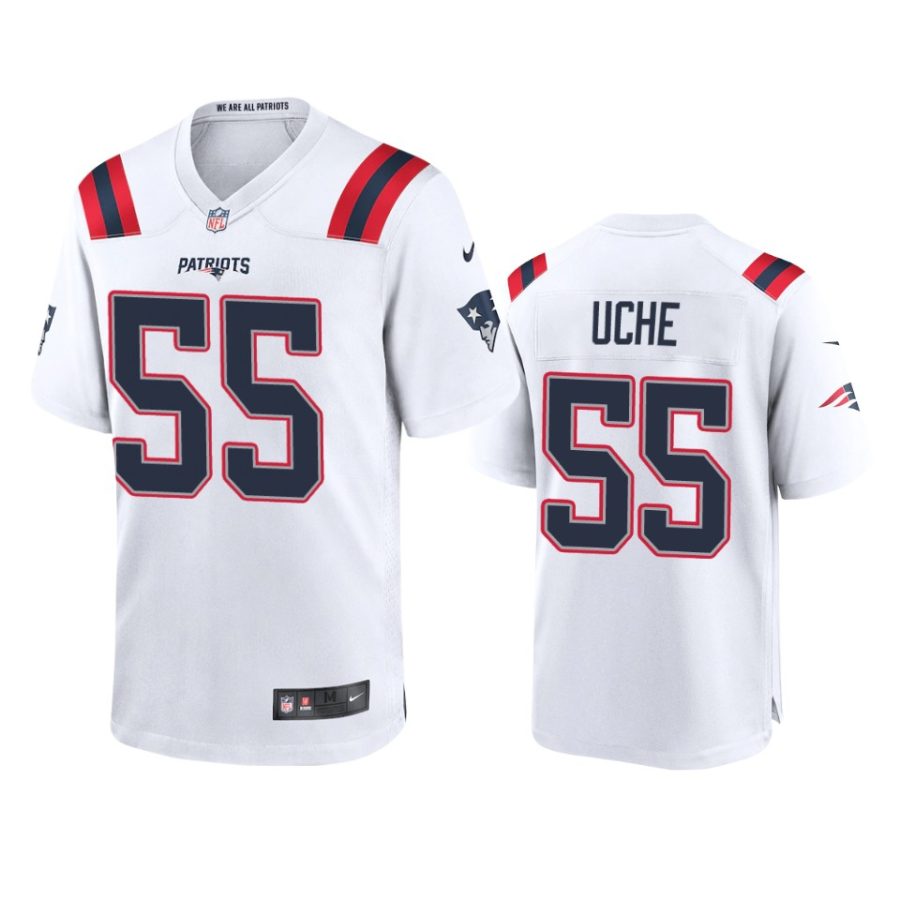 josh uche patriots white game jersey