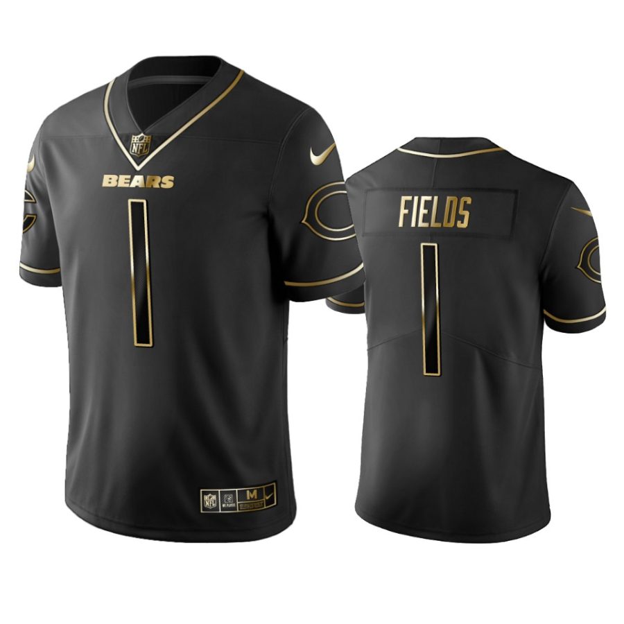 justin fields bears black golden edition jersey