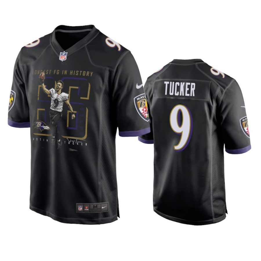 justin tucker ravens black longest field goal game jersey