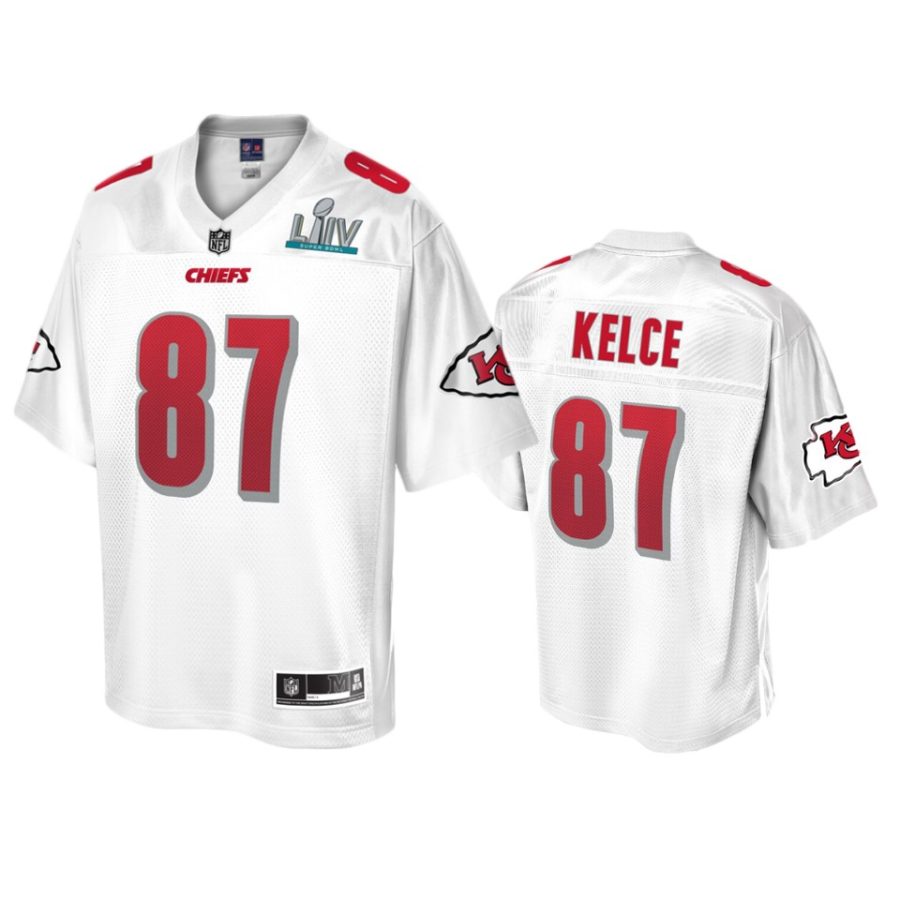 kansas city chiefs travis kelce white super bowl liv champions jersey