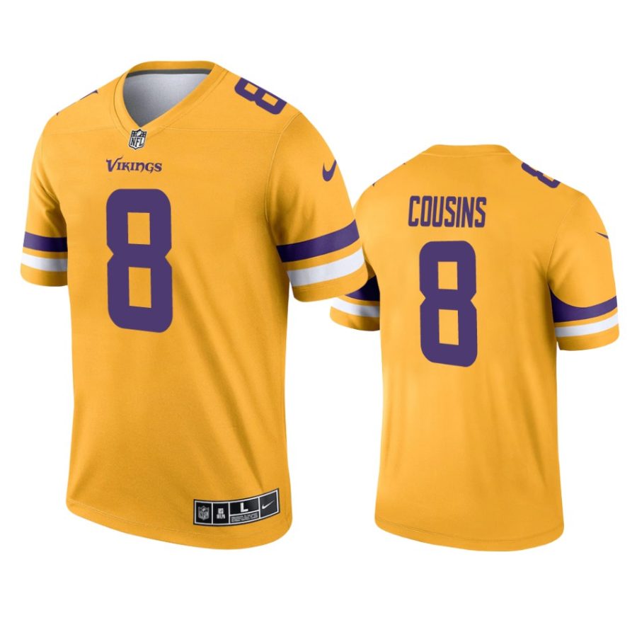 kirk cousins vikings 2021 inverted legend gold jersey