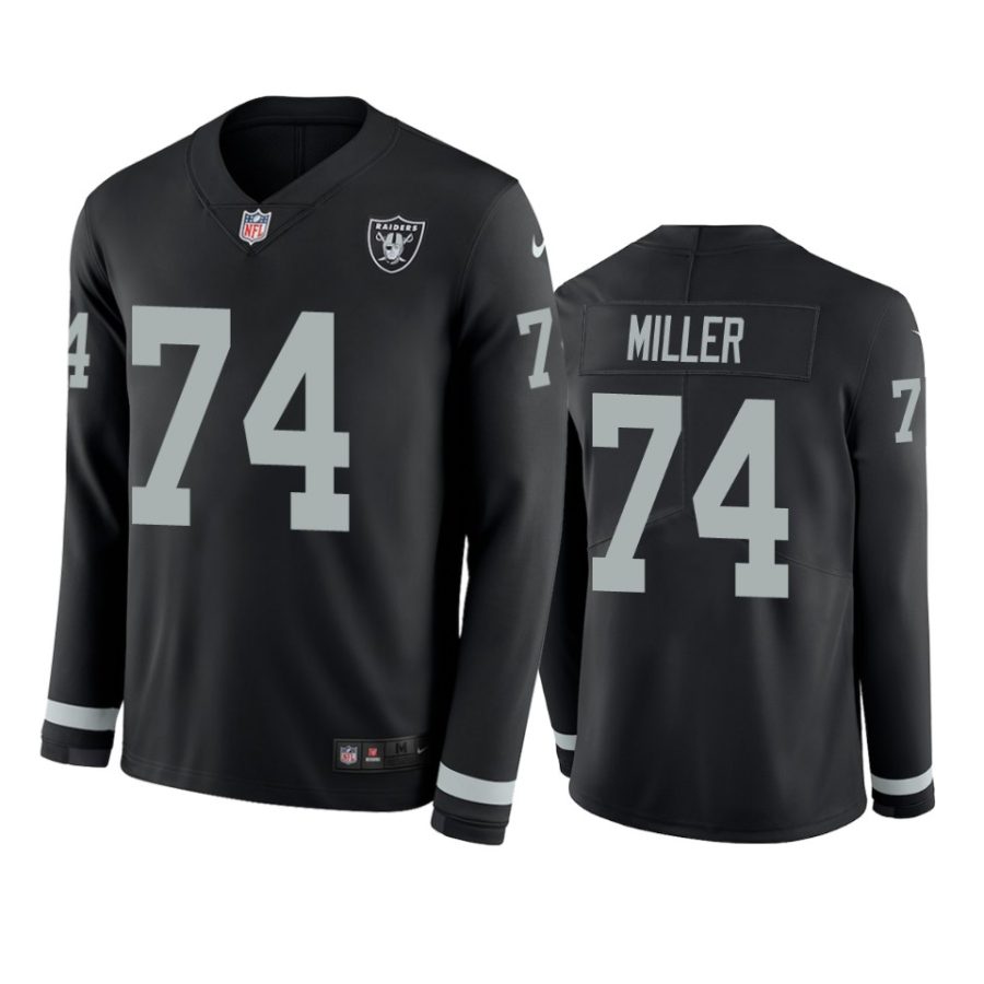 kolton miller raiders black therma long sleeve jersey