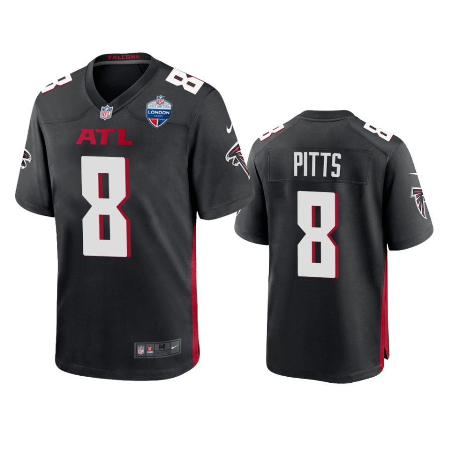 kyle pitts falcons balck 2021 london games patch game jersey