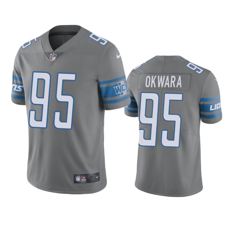 lions 95 romeo okwara gray color rush limited jersey