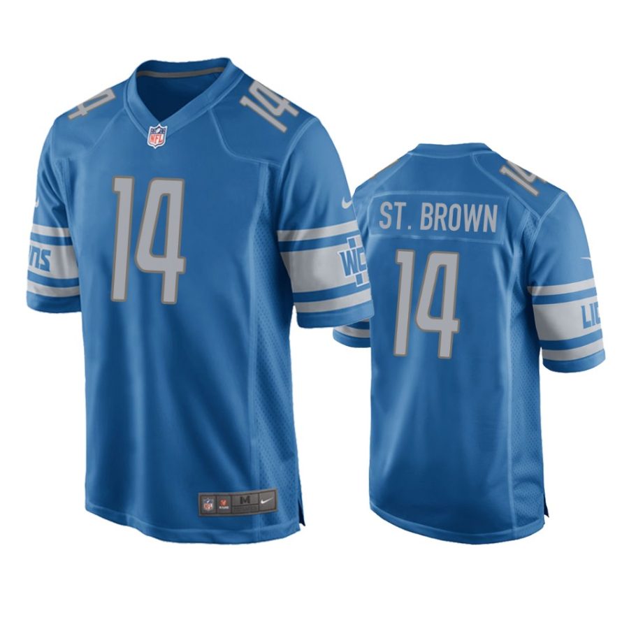 lions amon ra st. brown blue game jersey 0a