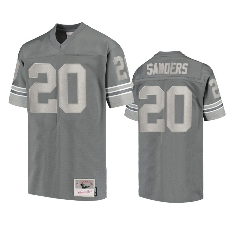 lions barry sanders charcoal metal replica jersey