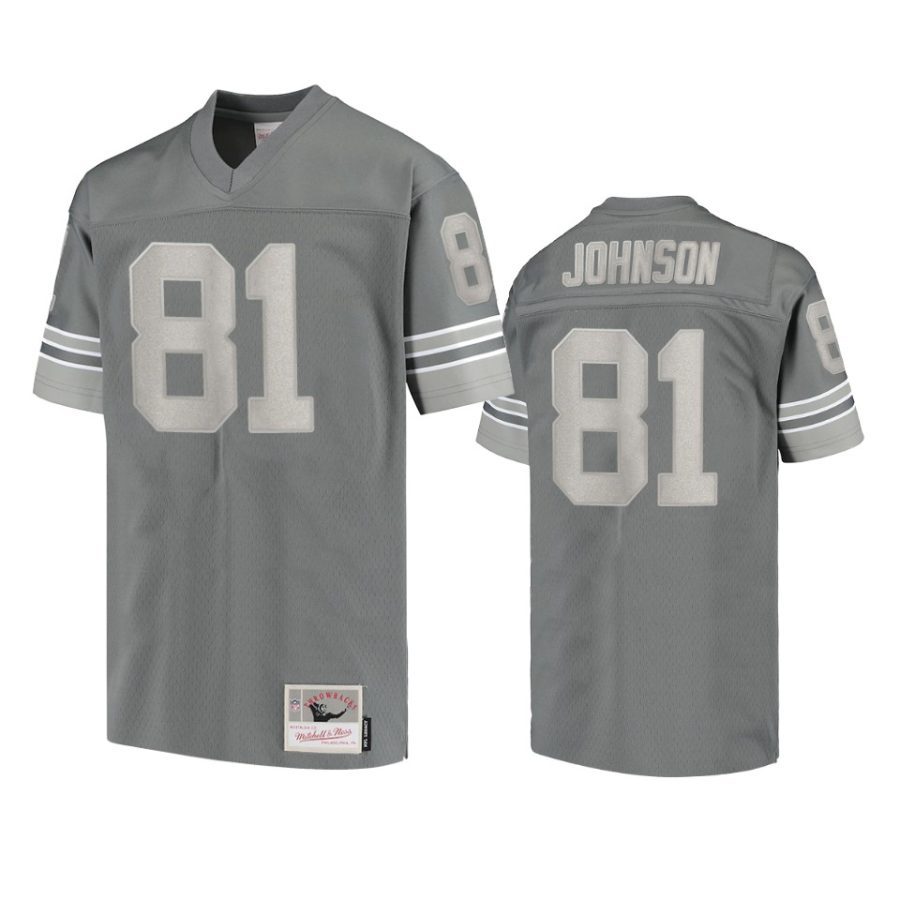 lions calvin johnson charcoal metal replica jersey