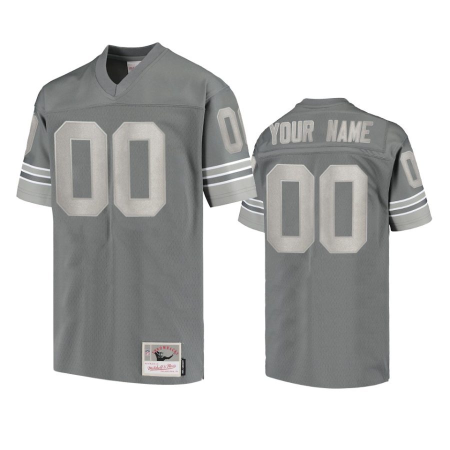 lions custom charcoal metal replica jersey