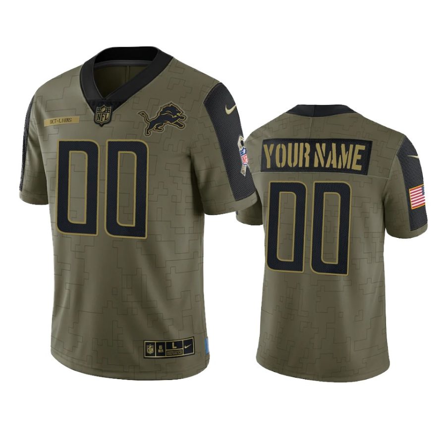 lions custom olive limited 2021 salute to service jersey