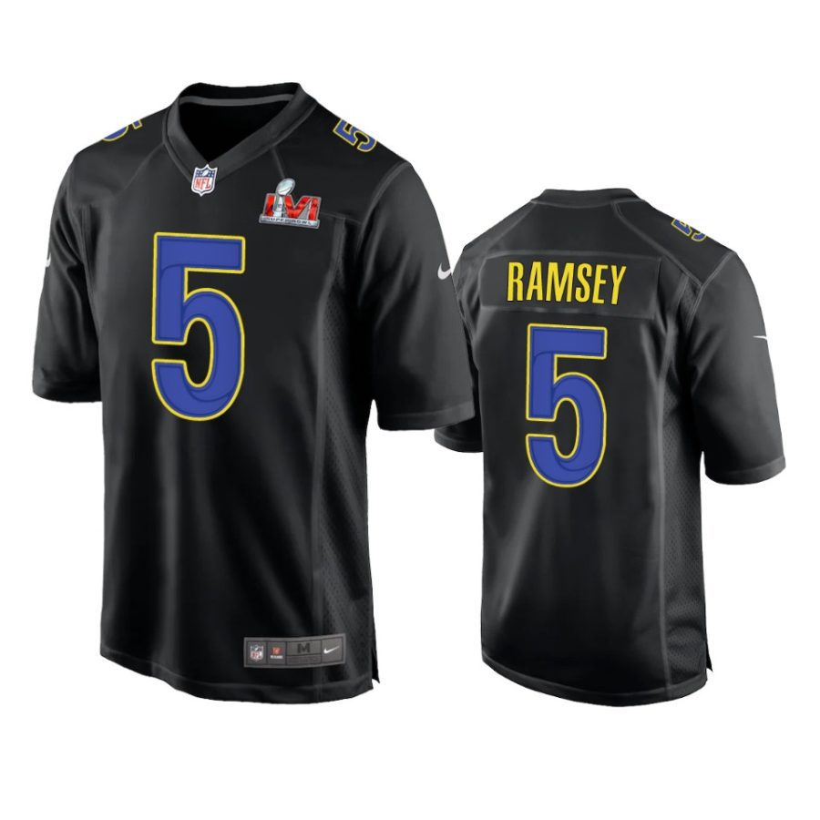 los angeles rams jalen ramsey black super bowl 56 game fashion jersey