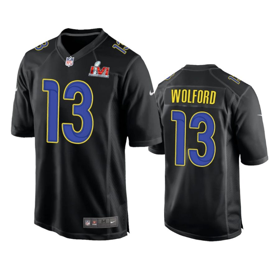 los angeles rams john wolford black super bowl 56 game fashion jersey