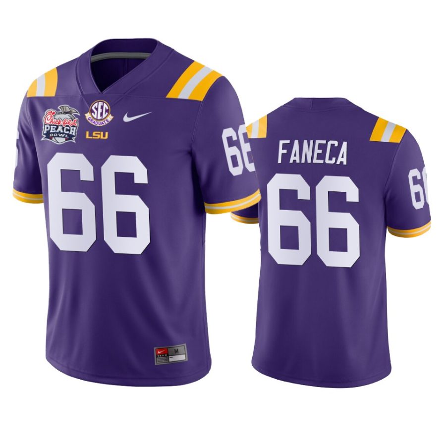 lsu tigers alan faneca purple 2019 peach bowl champions jersey