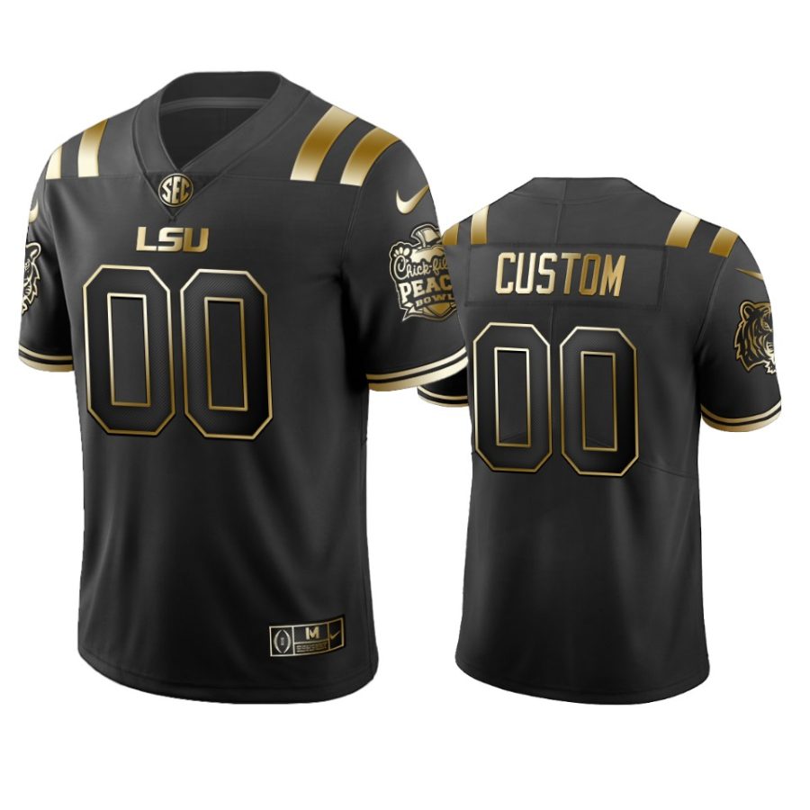 lsu tigers custom black 2019 peach bowl champions golden edition jersey