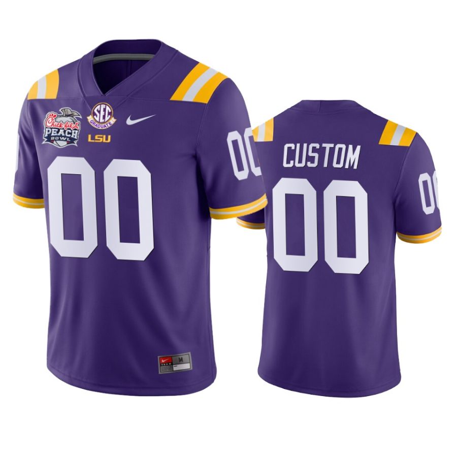 lsu tigers custom purple 2019 peach bowl champions jersey