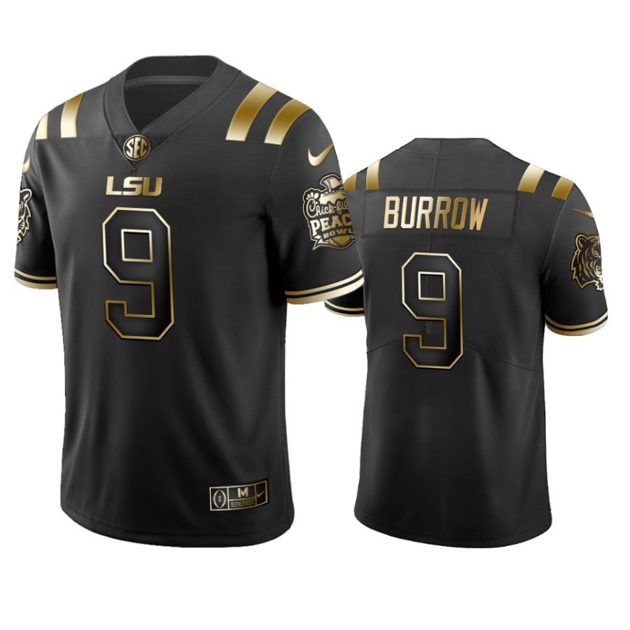 lsu tigers joe burrow black 2019 peach bowl champions golden edition jersey