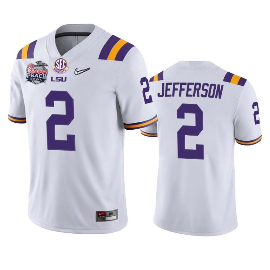 lsu tigers justin jefferson white 2019 peach bowl champions jersey