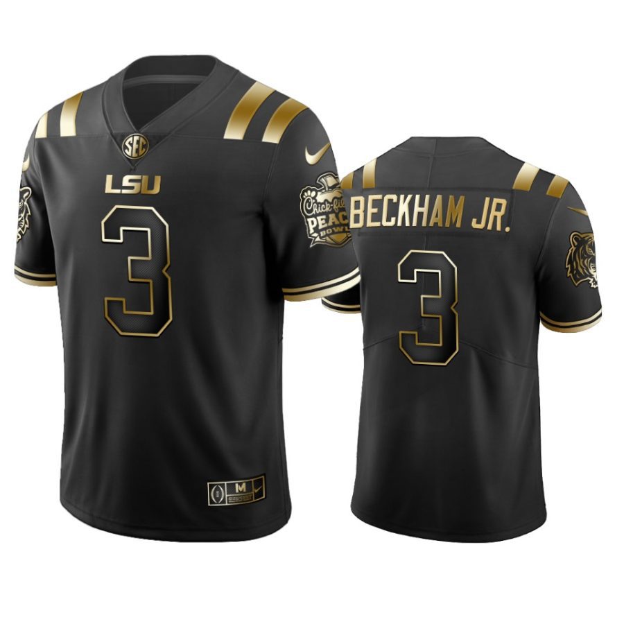 lsu tigers odell beckham jr. black 2019 peach bowl champions golden edition jersey