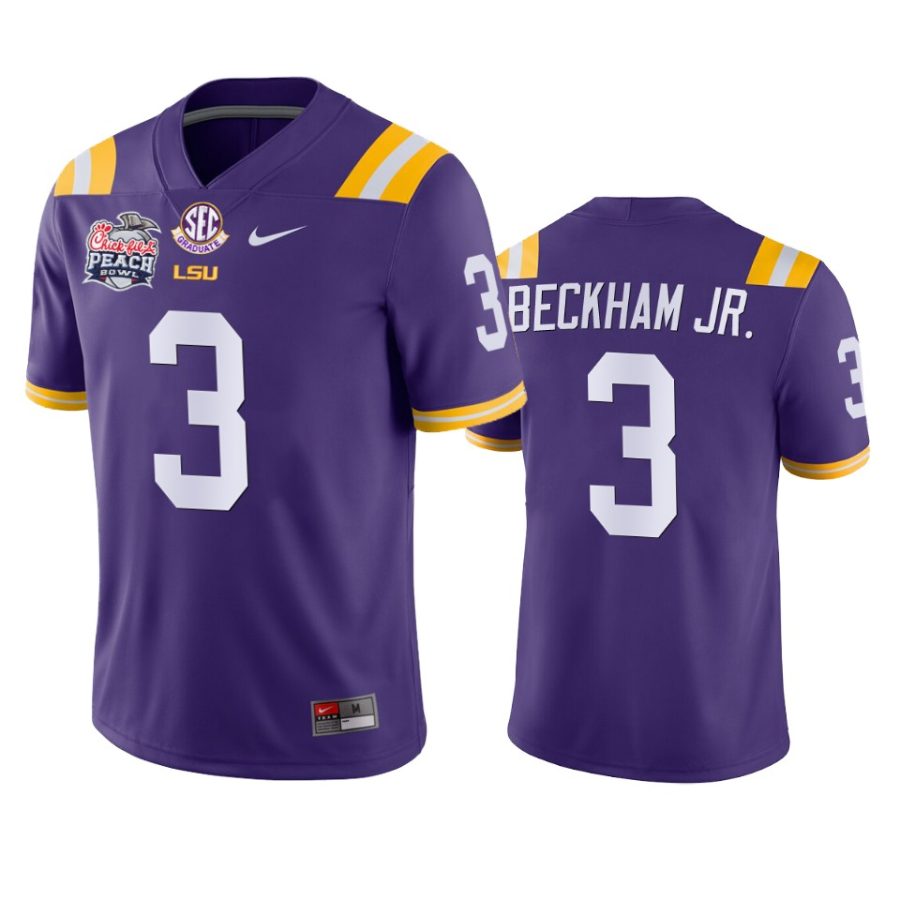 lsu tigers odell beckham jr. purple 2019 peach bowl champions jersey