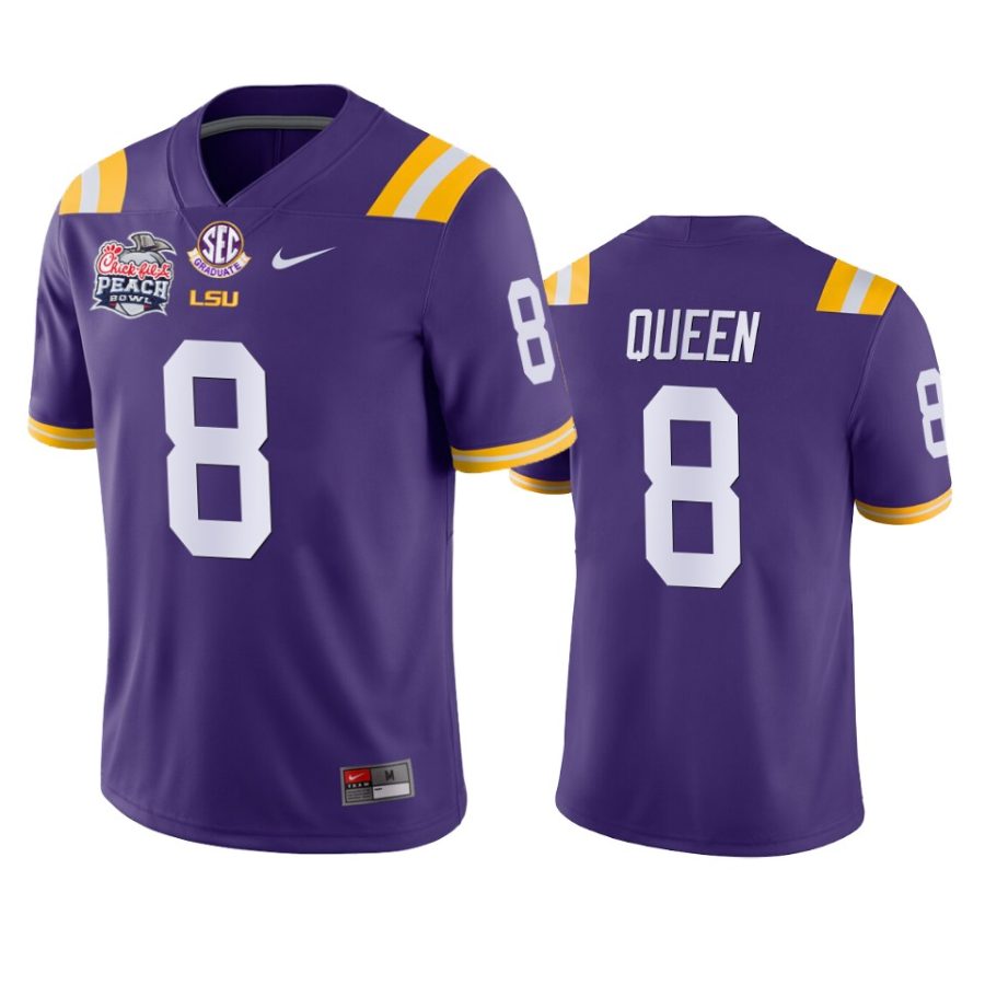 lsu tigers patrick queen purple 2019 peach bowl champions jersey