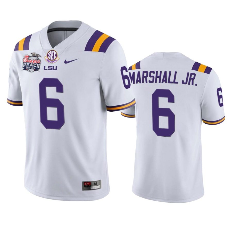 lsu tigers terrace marshall jr. white 2019 peach bowl champions jersey