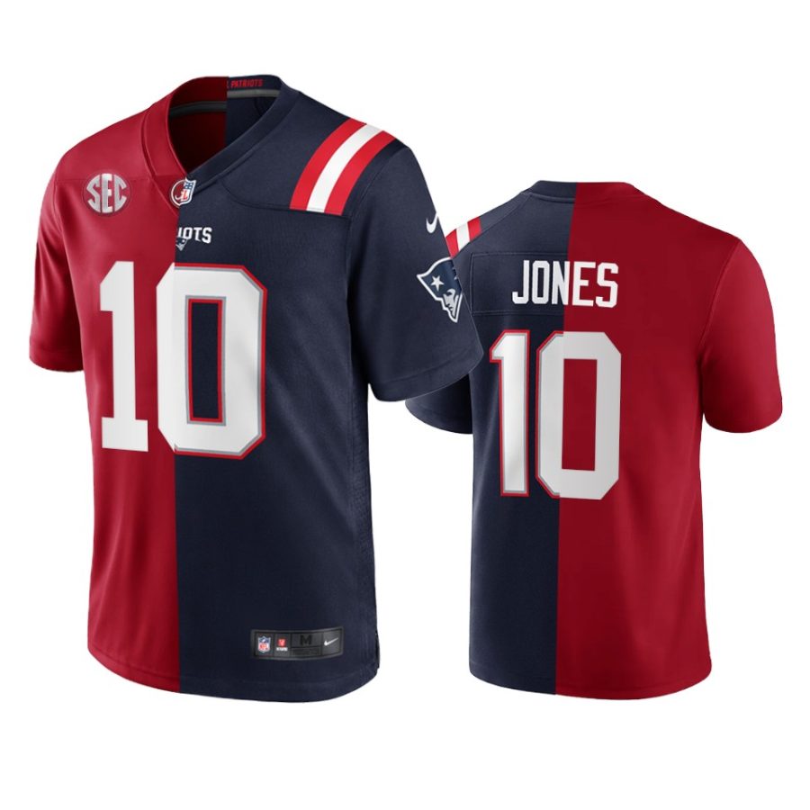 mac jones alabama crimson tide x patriots crimson navy split edition exclusive jersey
