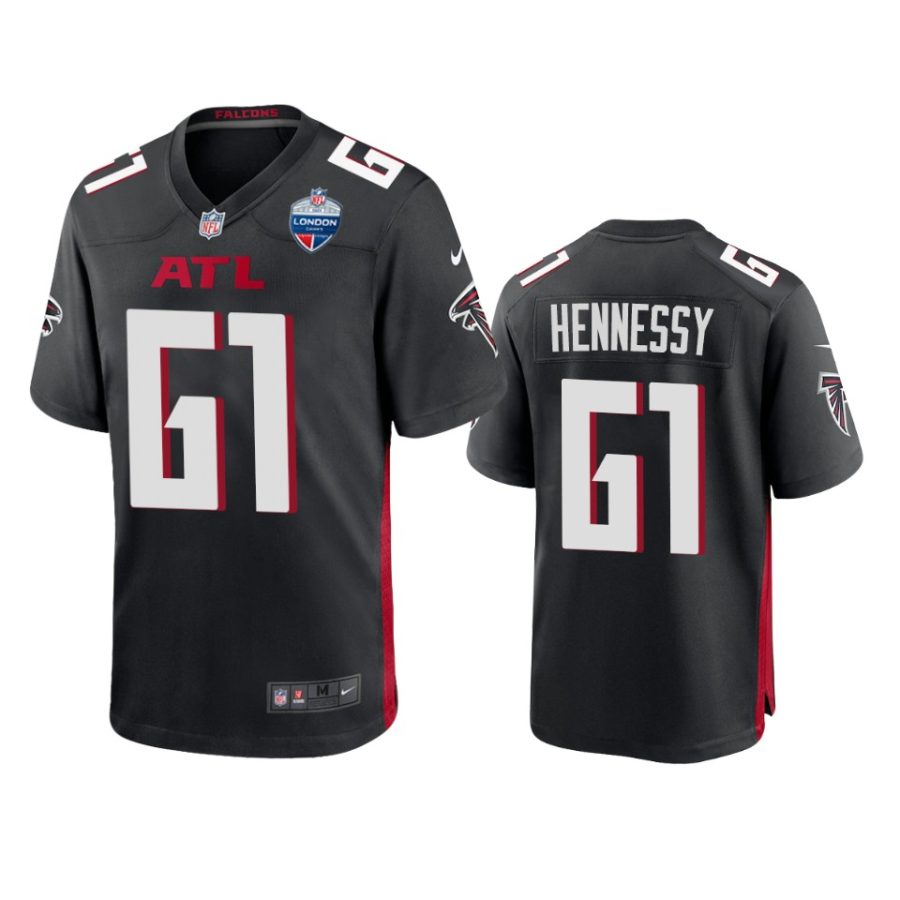 matt hennessy falcons balck 2021 london games patch game jersey