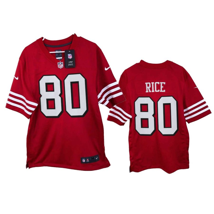 mens 49ers jerry rice scarlet 2021 game jersey